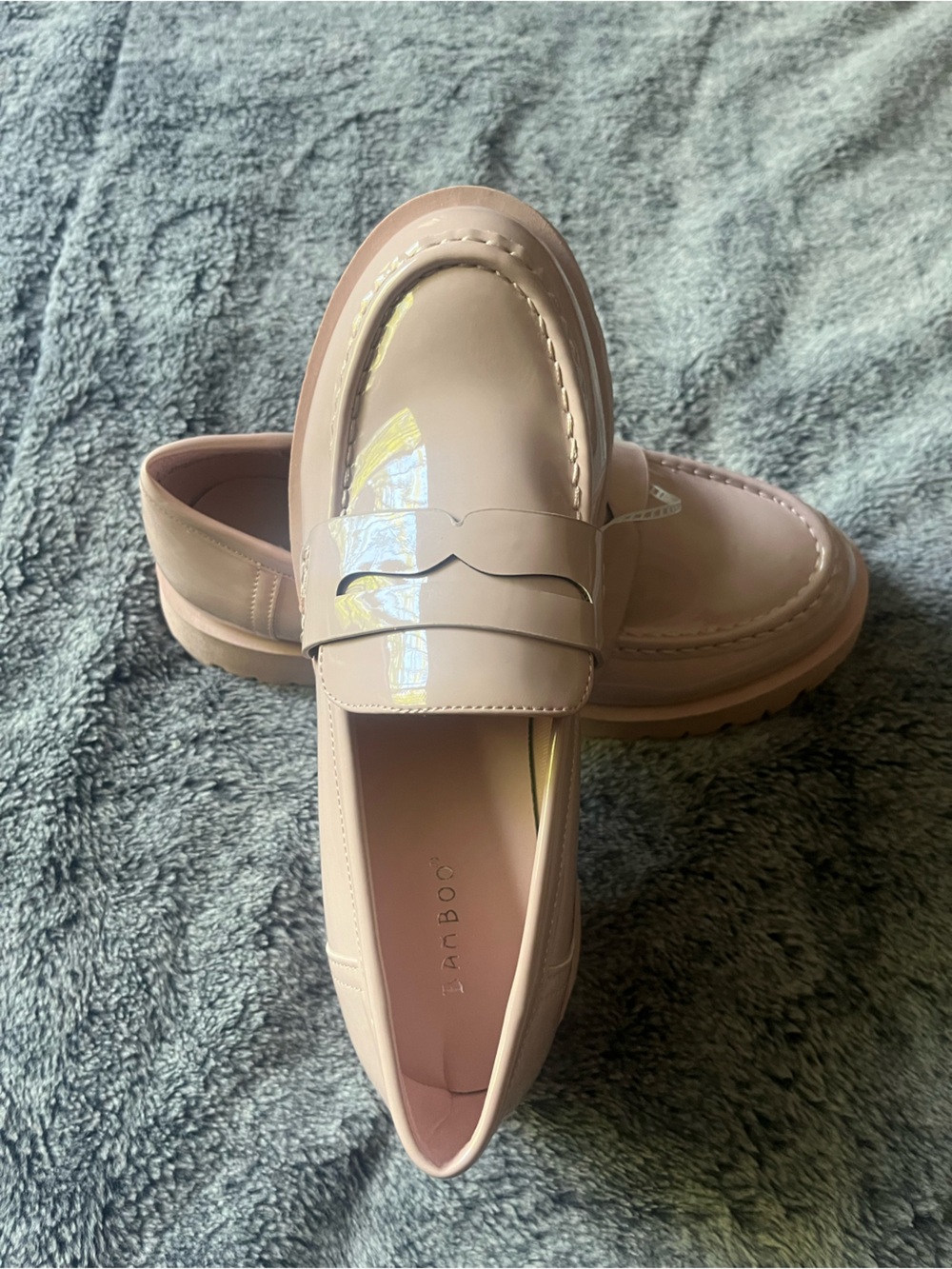 BAMBOO Women's Chunky Platform Loafers in Blush
